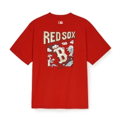 Áo Thun MLB New Year Snake Cartoon Graphic Overfit Short Sleeve T-Shirt New York Yankees Red