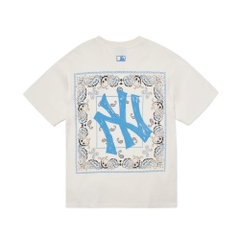 Áo Thun MLB Paisley Back Logo New York Yankees Ivory