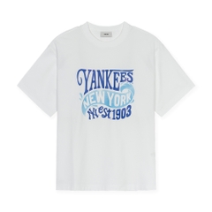 Áo Thun MLB Summer Letter Graphic Overfit Short Sleeve T-Shirt New York Yankees White