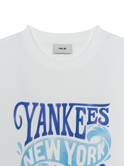 Áo Thun MLB Summer Letter Graphic Overfit Short Sleeve T-Shirt New York Yankees White