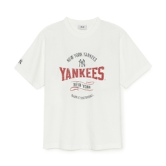 Áo Thun MLB Varsity Vintage Color Graphic Overfit Short Sleeve T-Shirt New York Yankees Ivory