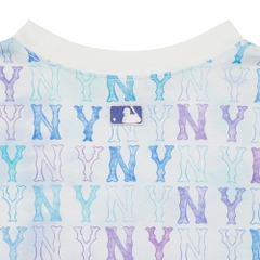 Áo thun MLB Water Monogram Full Pattern Short Sleeve New York Yankees White