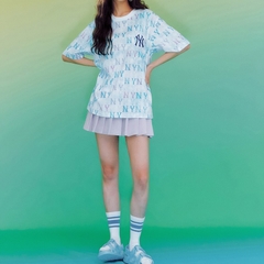 Áo thun MLB Water Monogram Full Pattern Short Sleeve New York Yankees White