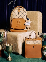 Balo MLB Korea Newlux Mono Backpack Set Boston Red Sox Beige