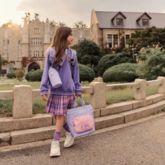 Balo MLB [KIDS] Backpack Children's School Bag Set New York Yankees Violet