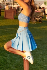 Váy MLB Women's Basic Small Logo Pleated Skirt LA Dodgers Sky Blue