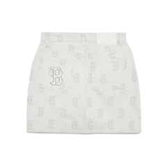 Váy MLB Women's Classic Monogram Jacquard Denim Skirt Boston Red Sox Cream