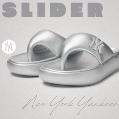 Dép MLB Korea Base Flip Flop Silver New York Yankees Grey