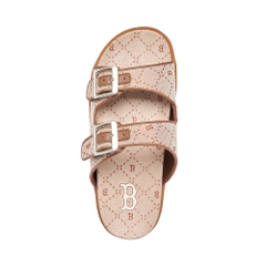 Dép MLB Double Slide Jacquard Diamond Monogram Boston Red Sox Beige