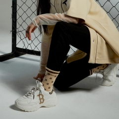 Giày MLB BigBall Chunky Mono Heel Boston Red Sox D.Beige