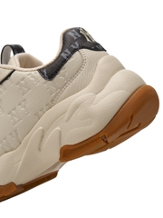 Giày MLB Korea BigBall Chunky Embo Mono New York Yankees Ivory