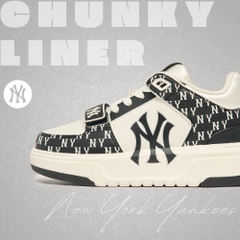 Giày MLB Cổ Cao Korea Chunky Liner Mid Classic Monogram New York Yankees Black