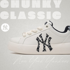 Giày MLB Korea Chunky Classic Base Heel Monogram New York Yankees Black