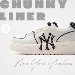 Giày MLB Korea Chunky Liner Classic Monogram New York Yankees White