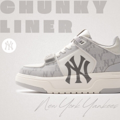 Giày MLB Cổ Cao Chunky Liner Mid Denim New York Yankees Gray