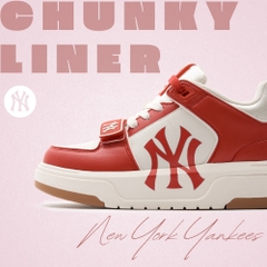 Giày MLB Cổ Cao Chunky Liner Mid Saffiano New York Yankees Red