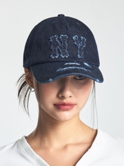 Mũ Lưỡi Trai MLB Basic Coopers Denim 5PANEL Unstructured Ball Cap New York Yankees Indigo