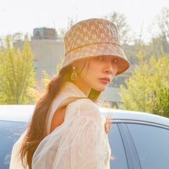 Nón Bucket MLB Classic Mono Jacquard Bucket Hat New York Yankees Beige