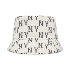 Nón MLB Bic Classic Monogram Bucket Hat New York Yankees Cream