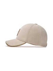 Nón MLB Korea Basic Canvas Leather Logo Structure Ball Cap Boston Red Sox Cream