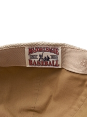 Nón MLB Korea Basic Canvas Leather Logo Structure Ball Cap Boston Red Sox Cream