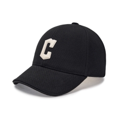 Nón MLB Korea Basic Canvas Leather Logo Structure Ball Cap Cleveland Guardians Black