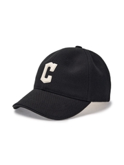 Nón MLB Korea Basic Canvas Leather Logo Structure Ball Cap Cleveland Guardians Black