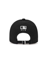 Nón MLB Korea Basic Canvas Leather Logo Structure Ball Cap Cleveland Guardians Black