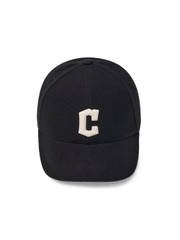 Nón MLB Korea Basic Canvas Leather Logo Structure Ball Cap Cleveland Guardians Black