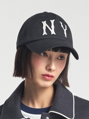 Nón MLB Korea Basic Coopers Washed Unstructured Ball Cap New York Yankees Black