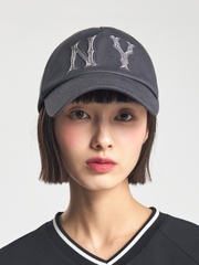 Nón MLB Korea Basic Coopers Washed Unstructured Ball Cap New York Yankees Grey