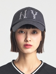 Nón MLB Korea Basic Coopers Washed Unstructured Ball Cap New York Yankees Grey
