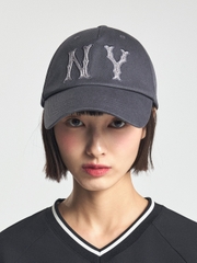 Nón MLB Korea Basic Coopers Washed Unstructured Ball Cap New York Yankees Grey
