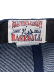 Nón MLB Korea Varsity Culsive Lettering Denim Unstructured Ball Cap LA Dodgers Indigo