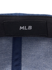 Nón MLB Korea Culsive Lettering Denim Color Block Unstructured Ball Cap LA Dodgers Indigo