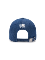 Nón MLB Korea Damaged Washed Denim Unstructured Ball Cap LA Dodgers Indigo