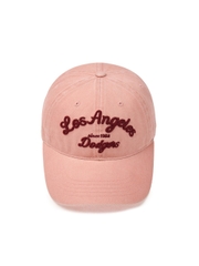 Nón MLB Korea Varsity Lettering Color Denim Unstructured Ball Cap LA Dodgers Pink