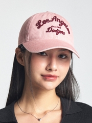 Nón MLB Korea Varsity Lettering Color Denim Unstructured Ball Cap LA Dodgers Pink