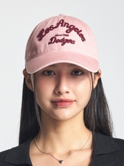 Nón MLB Korea Varsity Lettering Color Denim Unstructured Ball Cap LA Dodgers Pink