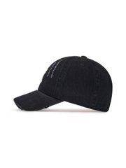 Nón MLB Korea Damaged Washed Denim Unstructured Ball Cap New York Yankees Black