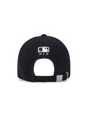 Nón MLB Korea Damaged Washed Denim Unstructured Ball Cap New York Yankees Black