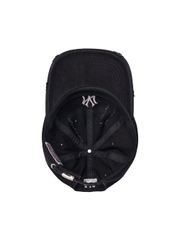 Nón MLB Korea Damaged Washed Denim Unstructured Ball Cap New York Yankees Black