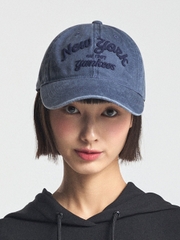 Nón MLB Korea Varsity Lettering Color Denim Unstructured Ball Cap New York Yankees Indigo
