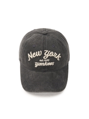 Nón MLB Korea Varsity Lettering Color Denim Unstructured Ball Cap New York Yankees Grey