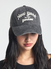 Nón MLB Korea Varsity Lettering Color Denim Unstructured Ball Cap New York Yankees Grey