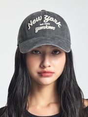 Nón MLB Korea Varsity Lettering Color Denim Unstructured Ball Cap New York Yankees Grey