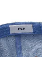 Nón MLB Korea Damaged Washed Denim Unstructured Ball Cap New York Yankees Blue