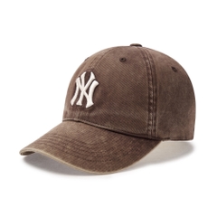 Nón MLB Korea Heavy Washed Unstructured Ball Cap New York Yankees Brown