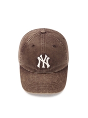 Nón MLB Korea Heavy Washed Unstructured Ball Cap New York Yankees Brown