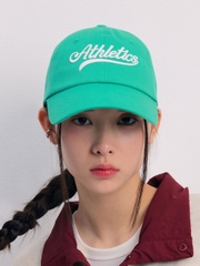 Nón MLB Korea Cursive Lettering Unstructured Ball Cap Oakland Athletics Green